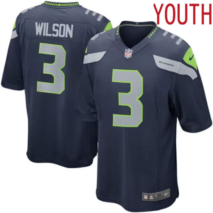 Cheap Youth Seattle Seahawks 3 Russell Wilson Nike College Navy Team Color Game NFL Jersey